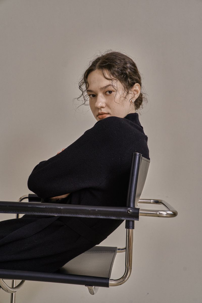 UNBALANCED KNIT DRESS_BLACK