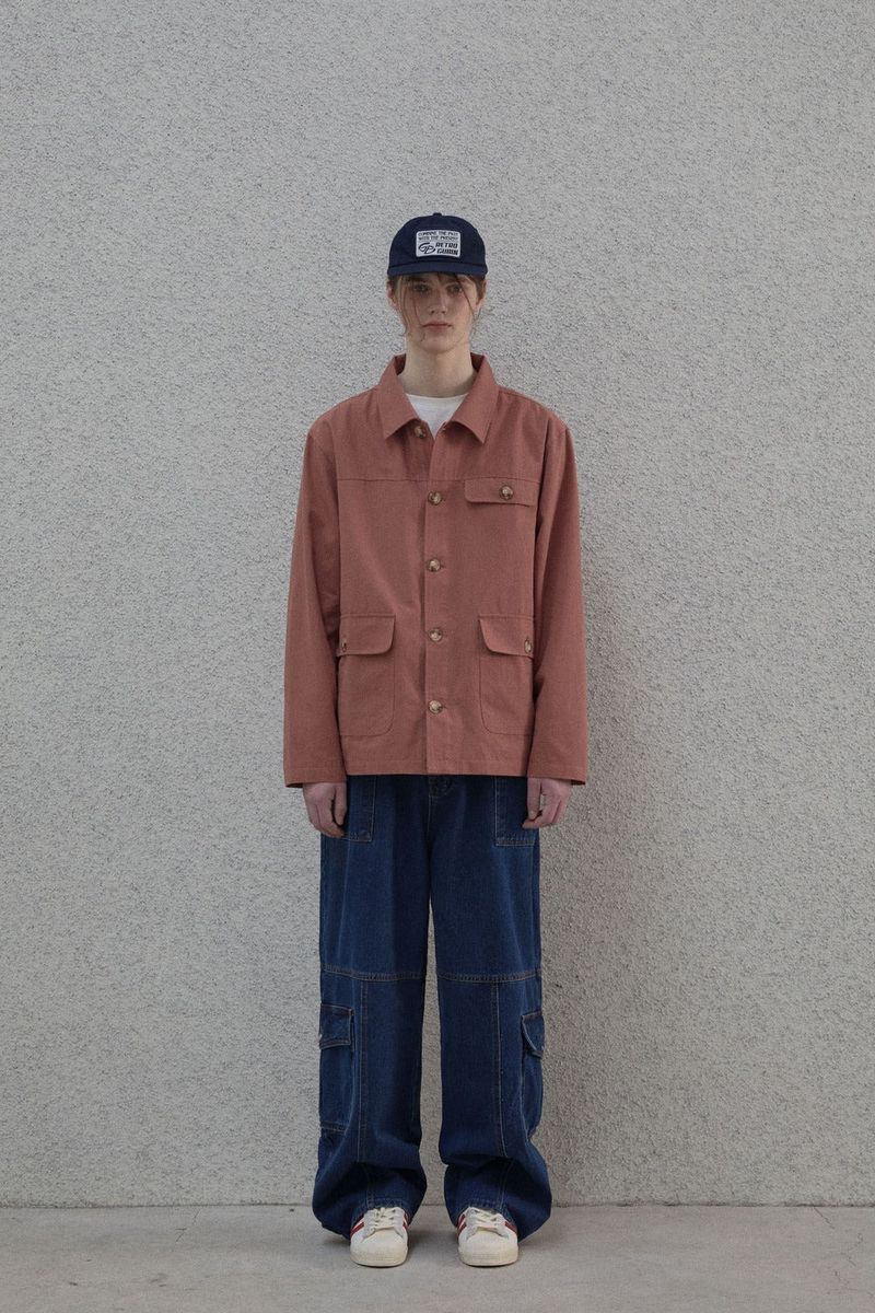 ラインパターンカーゴポケットデニムパンツ