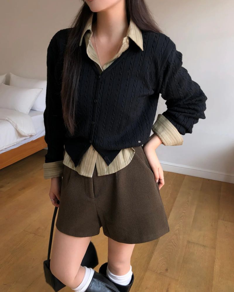[ORIGINAL] Rope Cable Knit Long-sleeved Cardigan