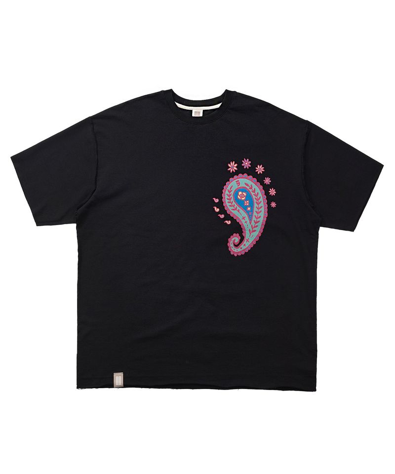 A NOTHING（アナッシング）の「 PAISLEY PRT. CUT-OUT 1/2 TEE (Black)（Tops）」