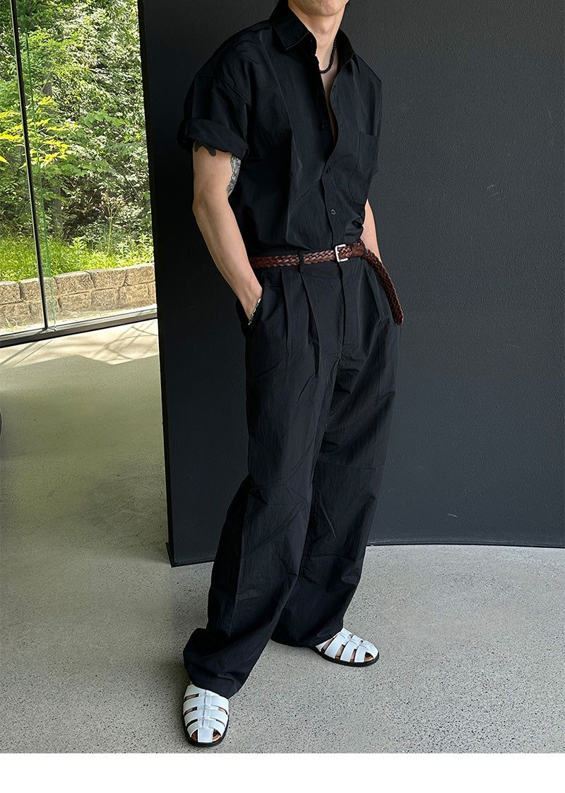 [SET UP Available] Nylon semi wide pants (4color)