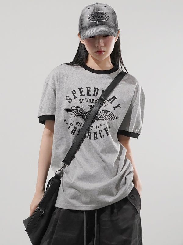 KIXI（キッシー）の「(UNISEX) Speedway Ringer Short Sleeve T-shirt（Tops）」