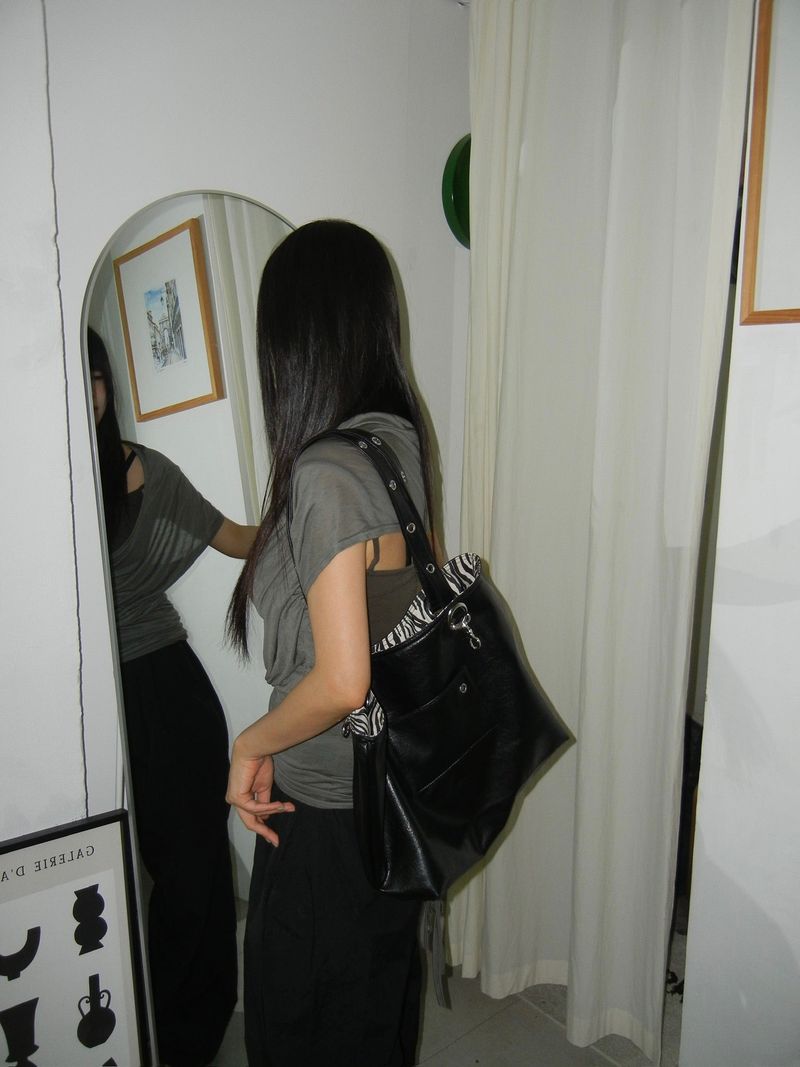 Reversible Eyelet Pattern Two-Way Shoulder Bag
