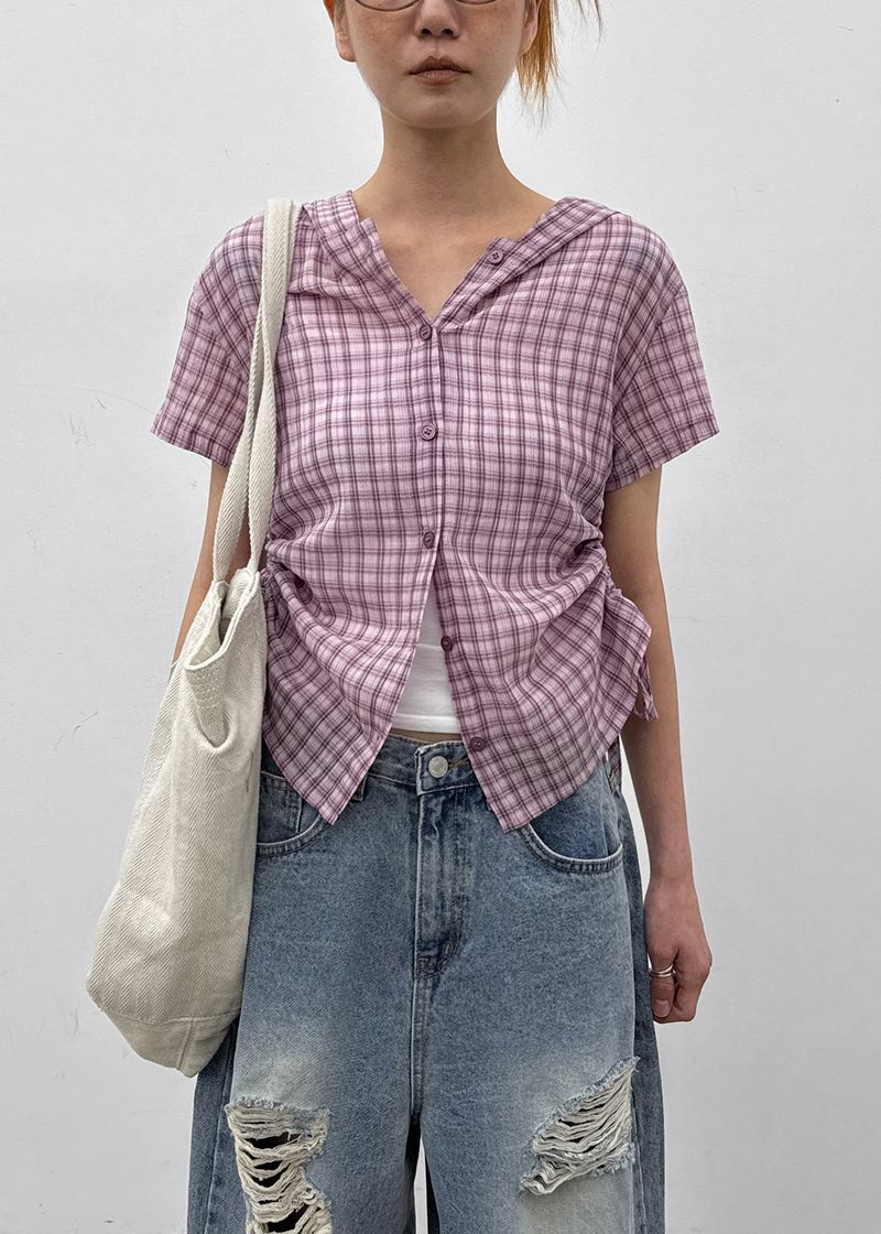 [MADE] Penco Check String Hooded Shirt