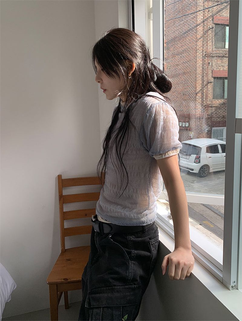 SHEER PUFF BLOUSE (4C)