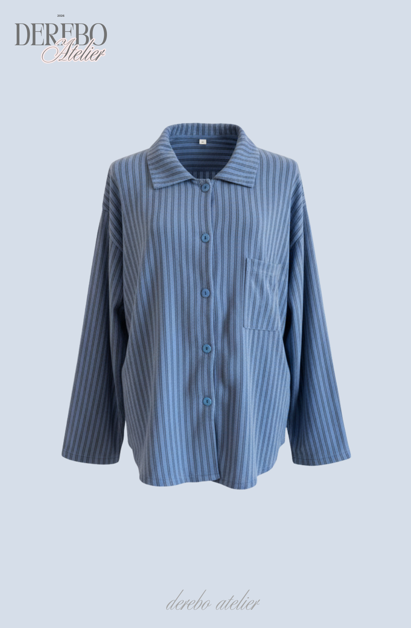 blue stripe fleece pajamas