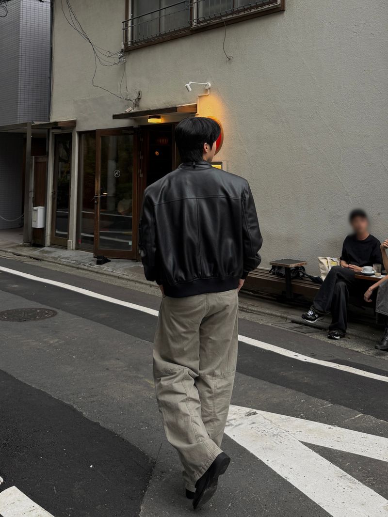 Belt leather ma-1 jacket