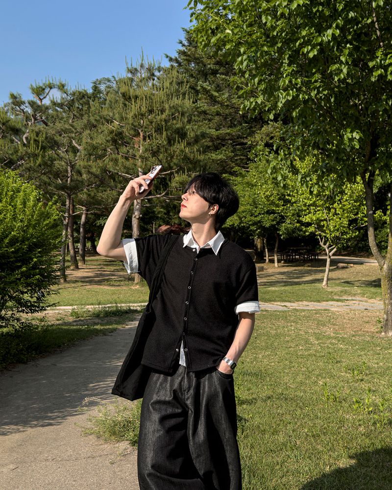 Ruric Rib Snap Half Sleeve Cardigan