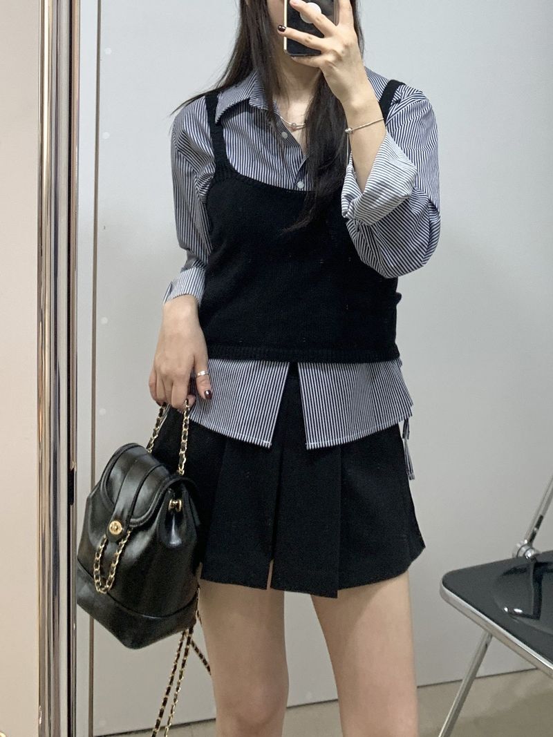 Tyler Wool Layered Crop Sleeveless Bustier Knit Vest