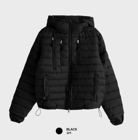 Opford Casual Multi-Zip Semi-Cropped Hood Lightweight Padding