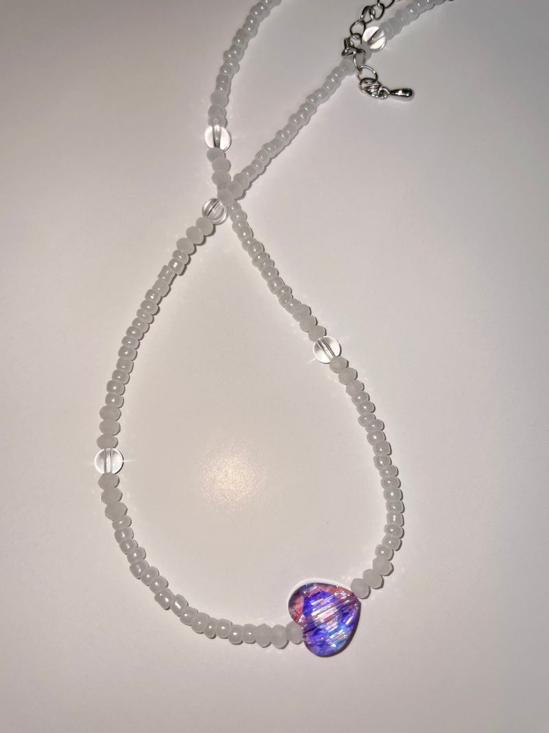 Crystal Heart Me Beaded Choker Necklace