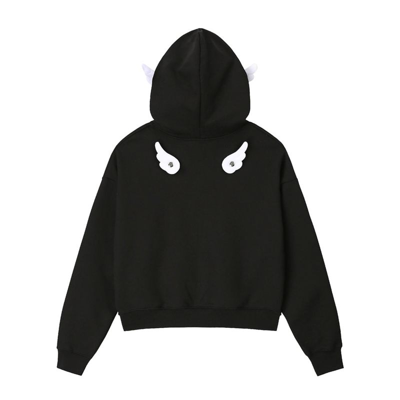 Wings Hooded Zip-up - BLACK
