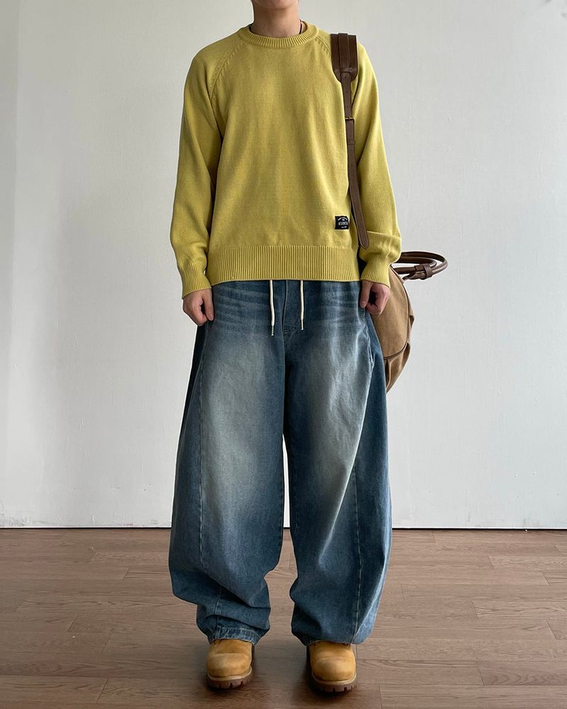Number Patch Round Knit