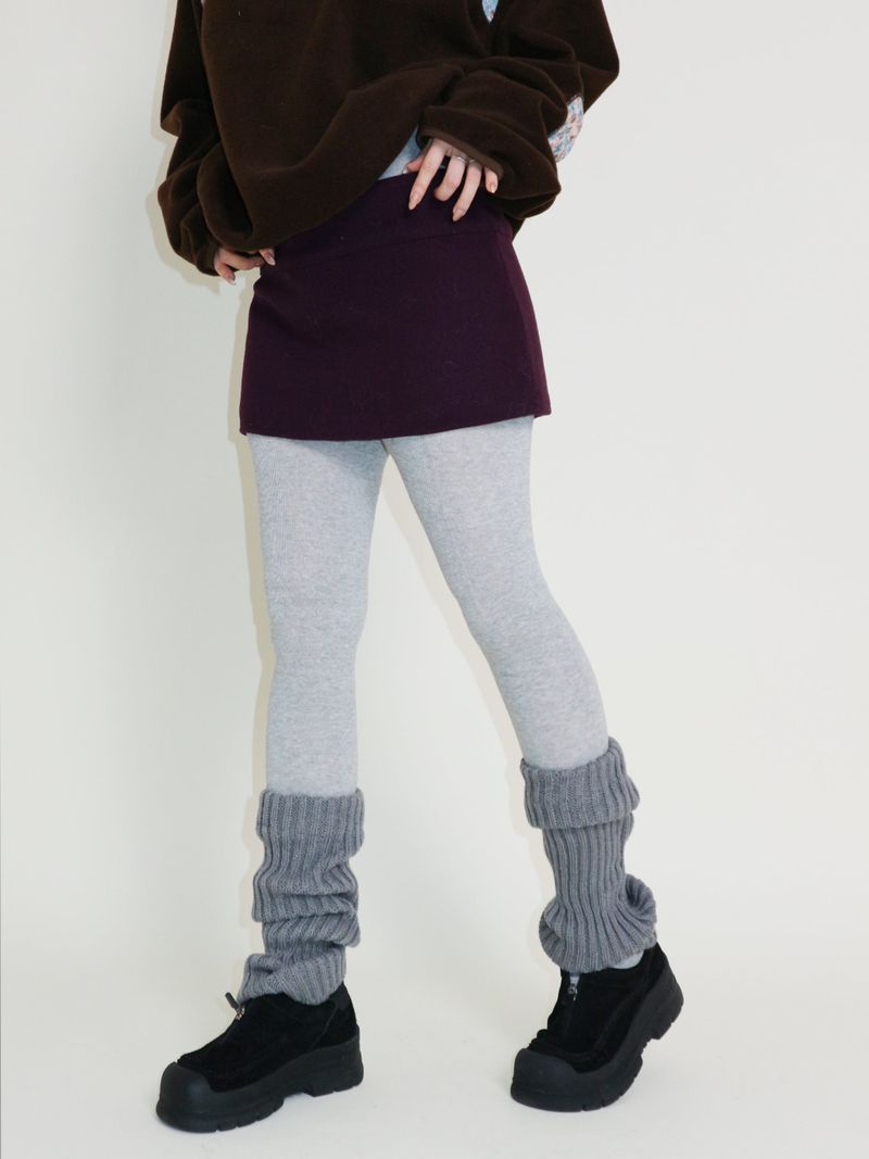 Plum Shorts Layered Mini Skirt (Wool Material)