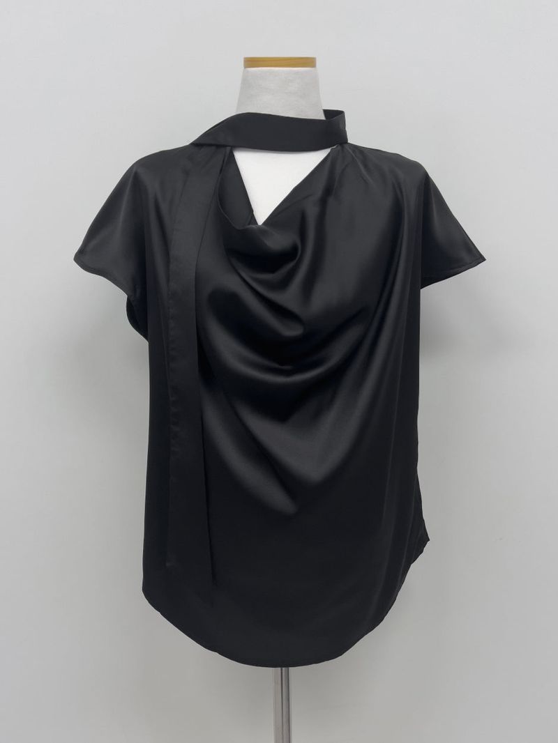 [Short Sleeve Ver.] Scott Drape Tie Blouse