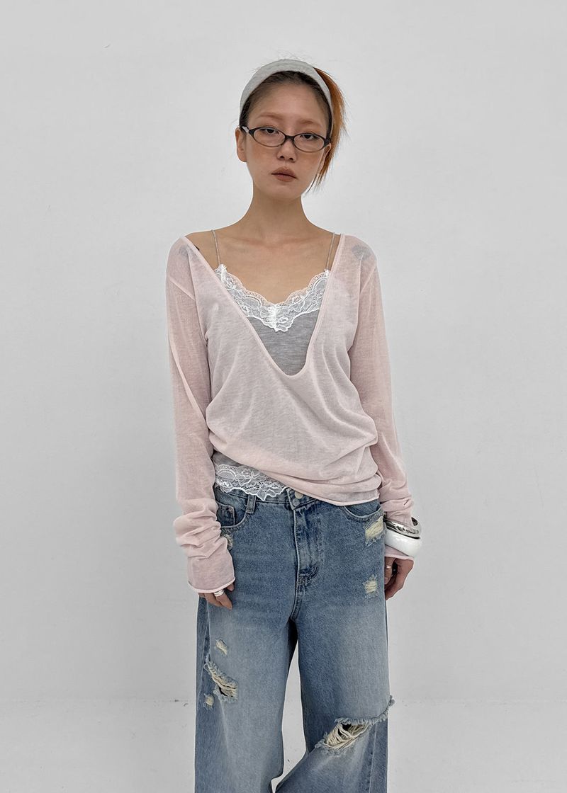 BLACKUP（ブラックアップ）の「[MADE] Robty Deep V-Neck Summer Knit（Tops）」