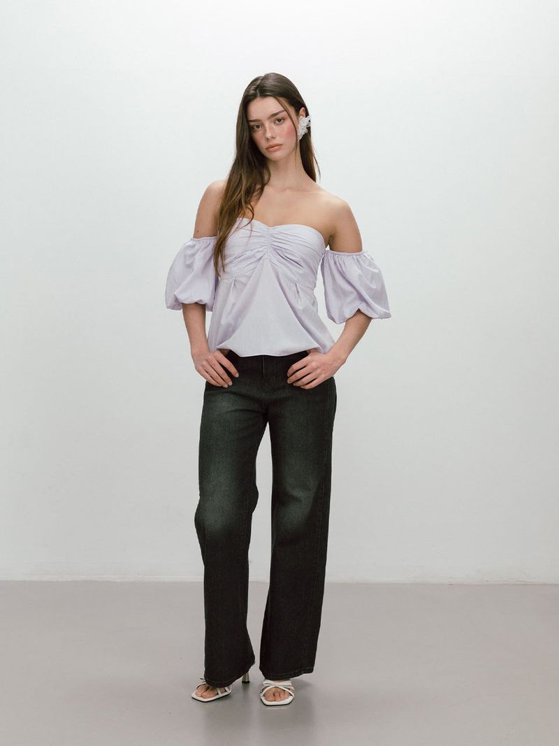 PUFF SHIRRING BLOUSE / PURPLE
