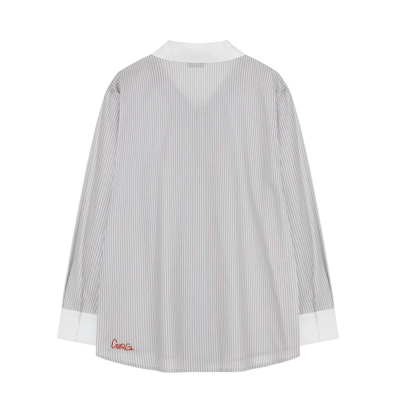 Big collar Stripe Blouse Blue