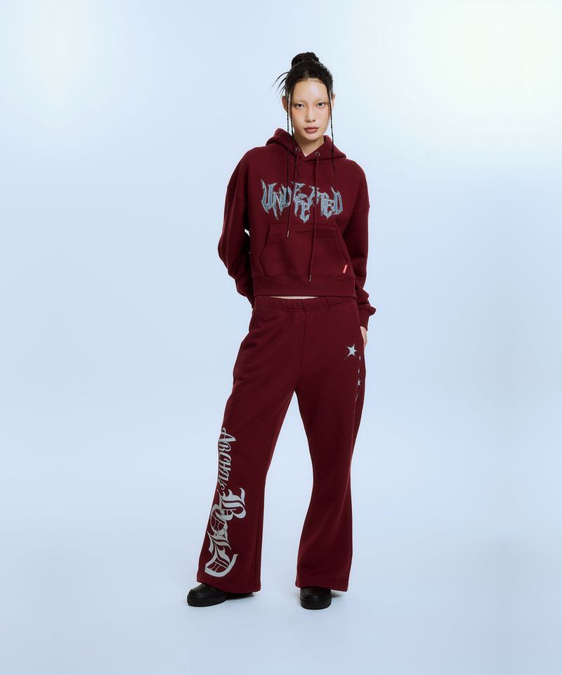 STARDUST FLARE SWEAT PANTS (BURGUNDY)