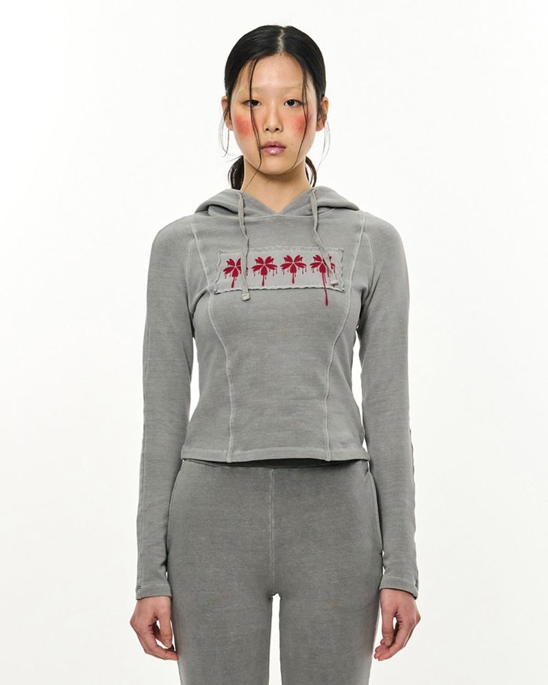 Patch Slim Hoodie _ Light Grey