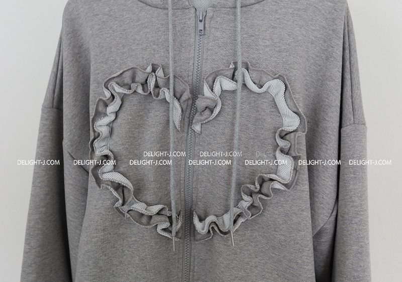Heart frill oversized fit hooded jacket