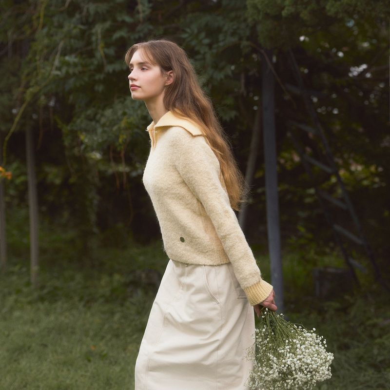 ALPACA BOUCLE SAILOR KNIT - PASTEL YELLOW