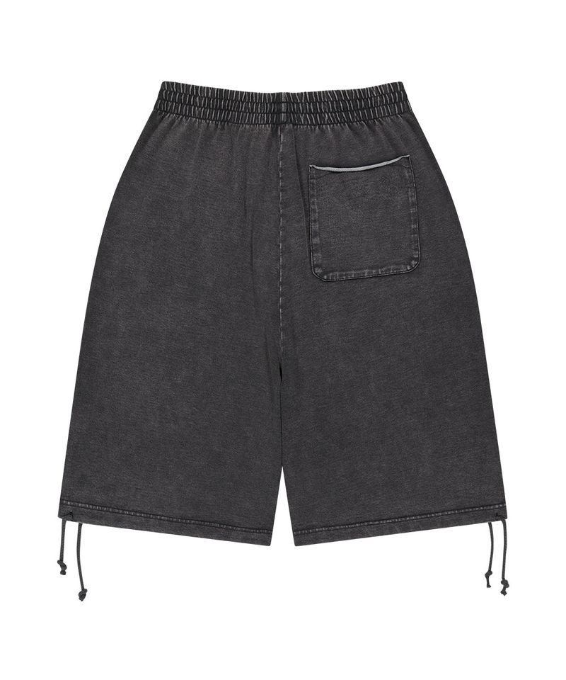 WASHED CUT OFF APPLIQUE SWEAT SHORTS