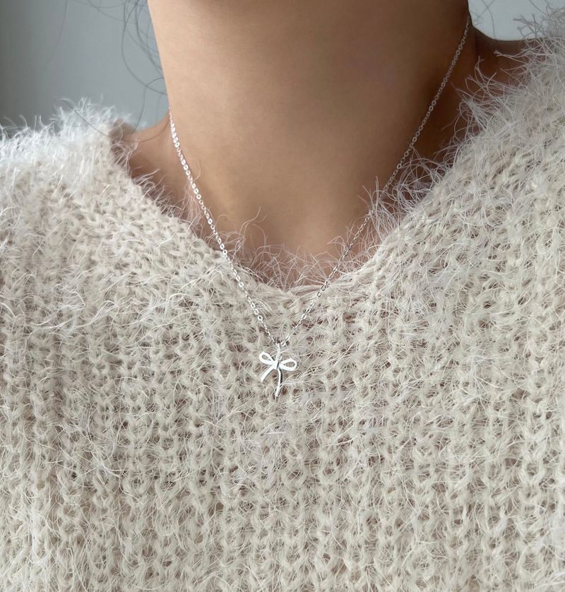 rri Ballet Core Silver 925 Silver Ribbon Fresh Pearl Two Way Guest Look Necklace