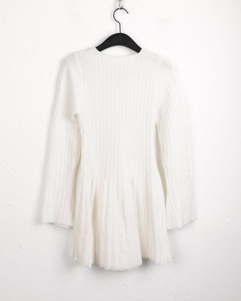 Shining wool ribbon strap punching knit dress