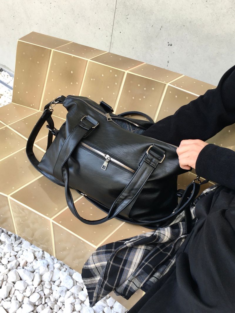 Clock Leather Tote Crossbody Bag