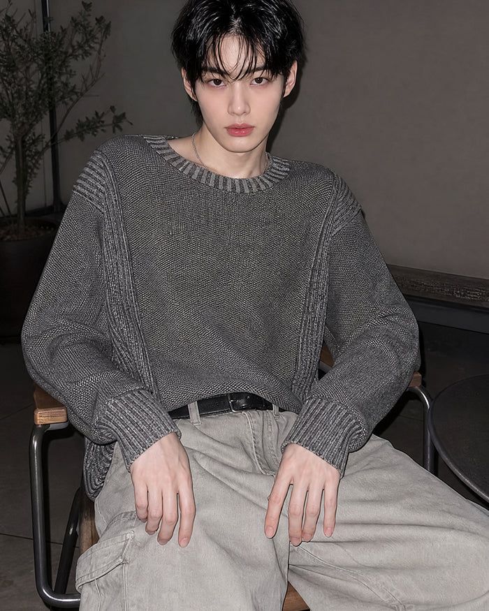 (UNISEX) Two-Tone Round Knit