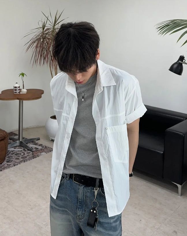 SATIIIZ（サティーズ）の「Tra Crop Nylon Short Sleeve Shirt（Tops）」