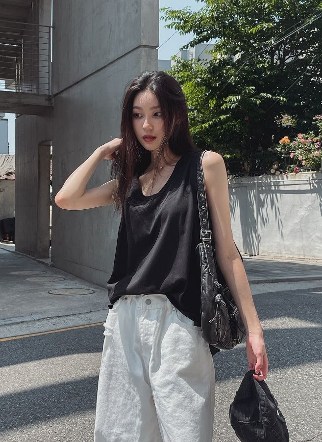 Summer Silk Oversized Fit Layered Sleeveless