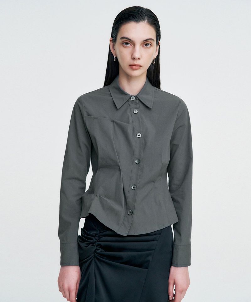 DOZI - Pinched Unbalance shirt _ GREY