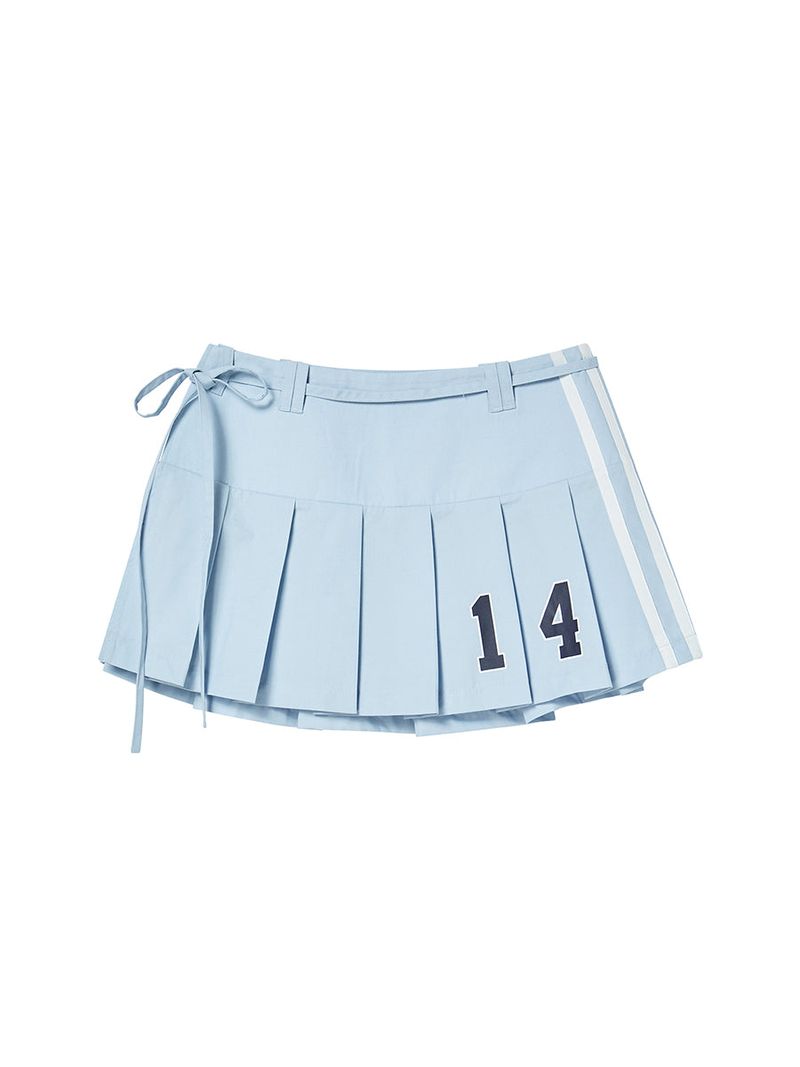 PLEATS WRAP SKIRT (DENIM)