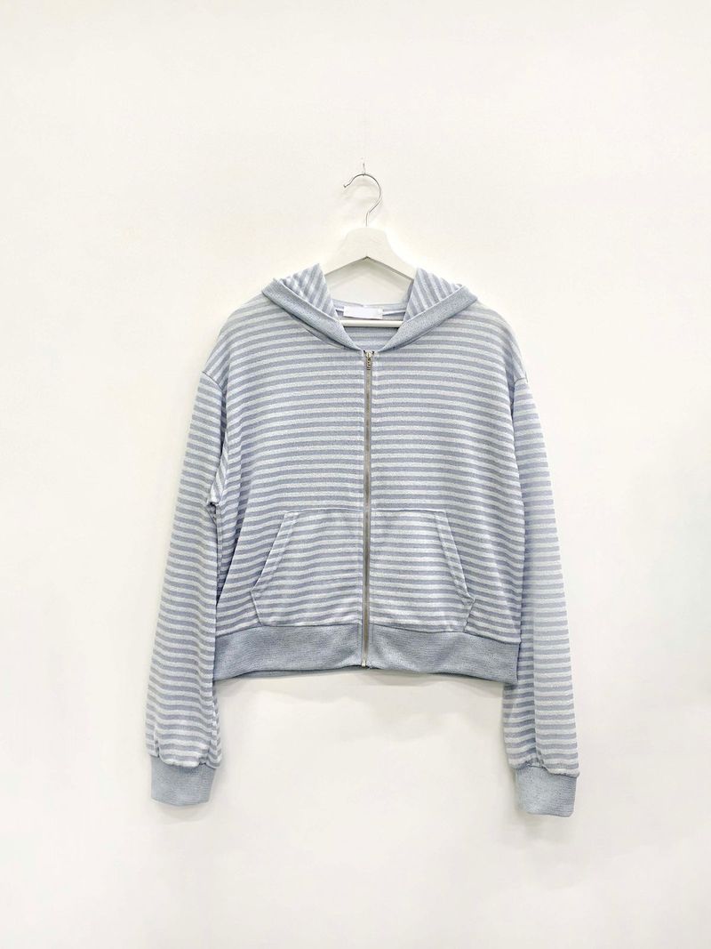 Stripe Summer Boucle Hood Zip-Up (3c)  