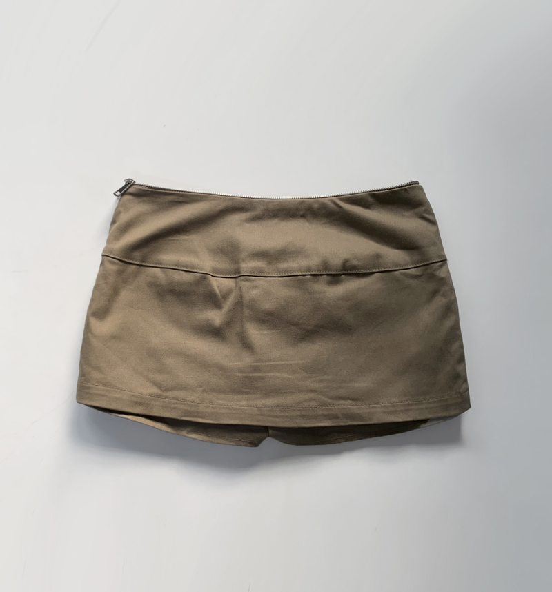 Focus y2k Zipper Cargo Skirt (light beige)
