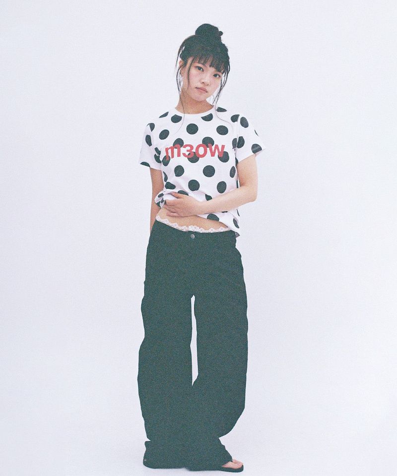 LACE LAYERED WIDE PANTS - BLACK