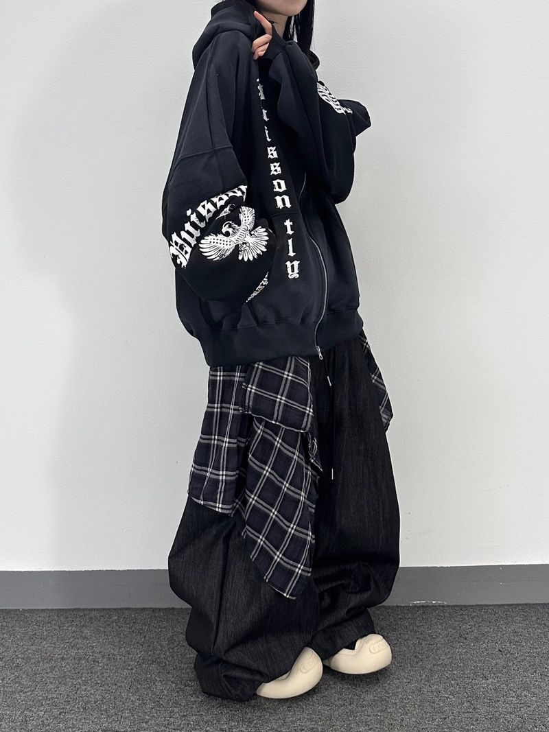 dirty eagle hooded zip-up