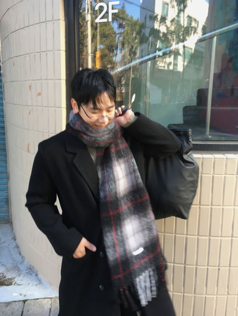 No.1547 wool check muffler (4color)