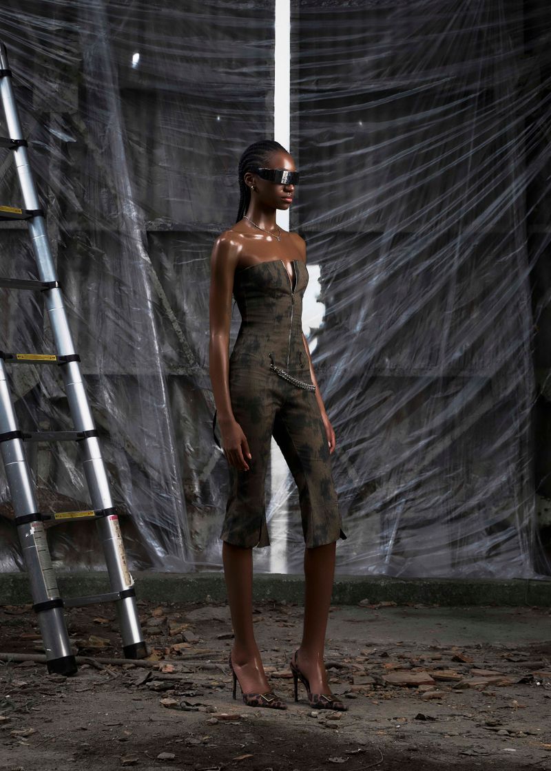 NONE Strapless Flared Jumpsuit