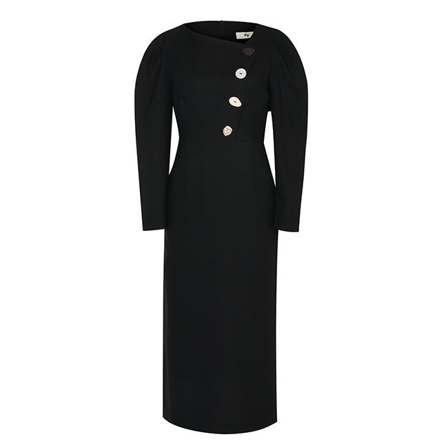 EMMA BUTTON POINT CHECK DRESS_BLACK (EEOO3OPR03W)