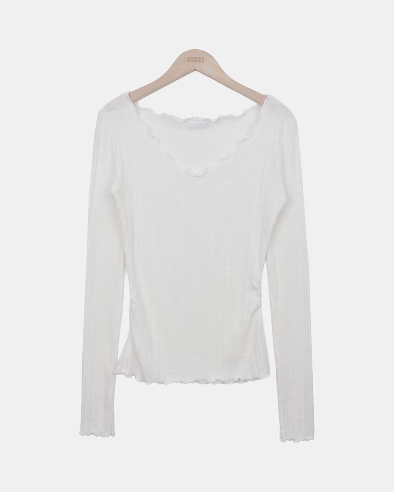 シャレル フリル Vネック ロングスリーブ Tシャツ