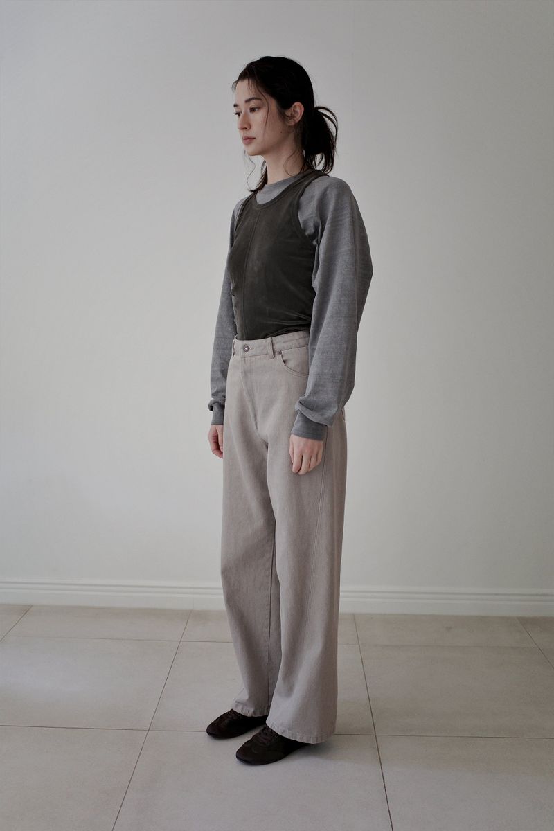 Washed straight leg pants, Beige