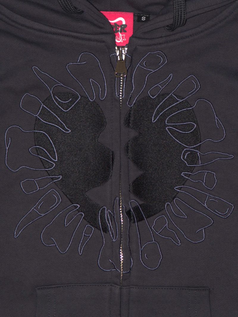Broken Heart zip-up hoodie GRAY