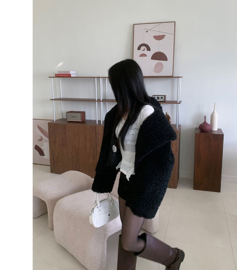 Teddy Hug Fuzzy High Neck Fur Jacket
