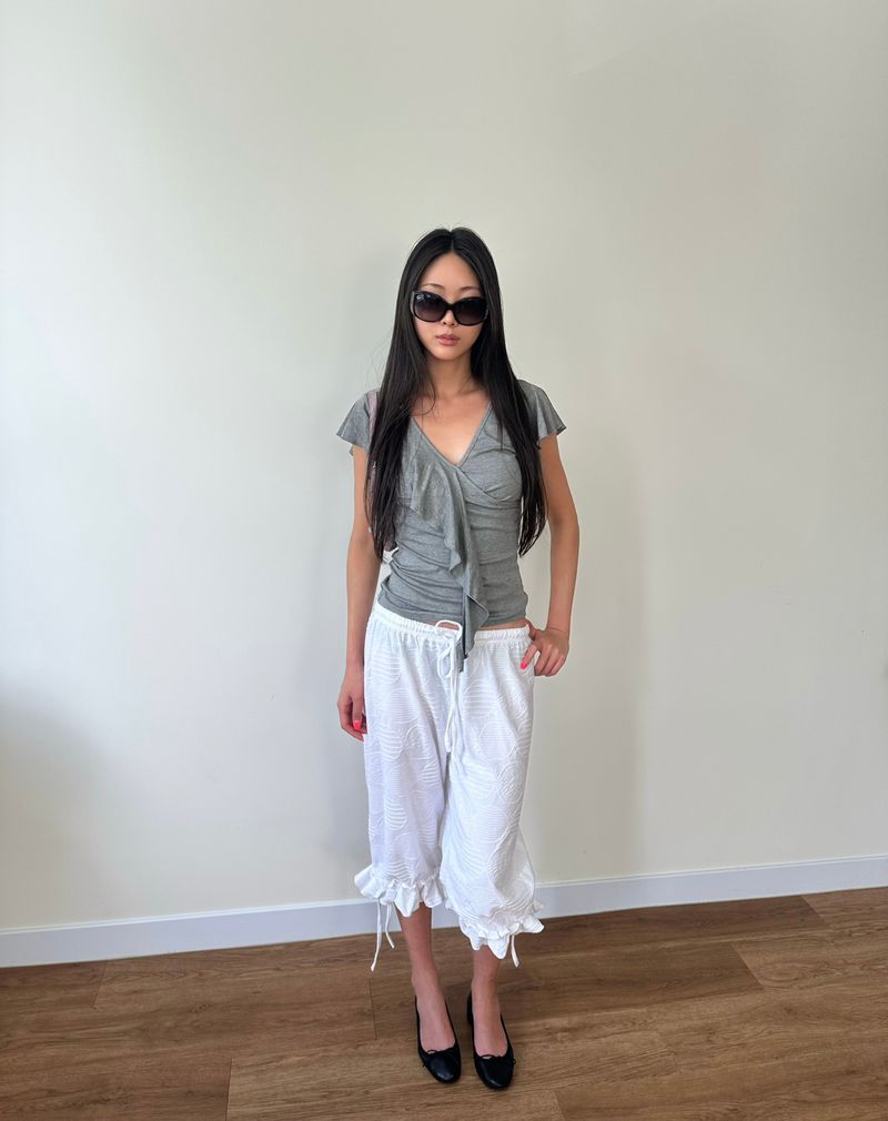 dot frill pants