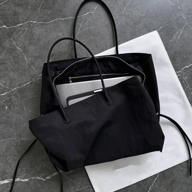Color Block Nylon Multi-Pocket Large Tote Bag