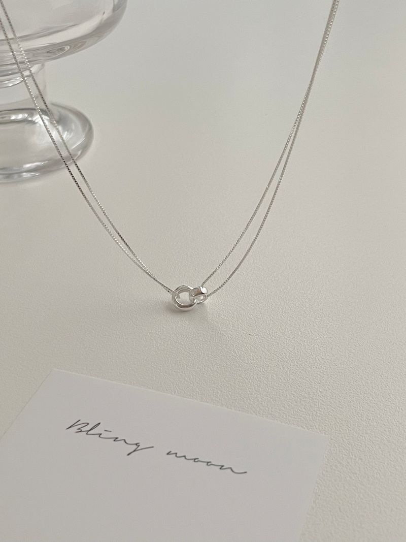 [Silver 925] two-line double ring necklace / Daily simple point