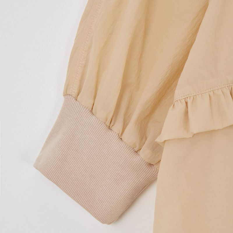 Beige Nylon Ruffle Blouse